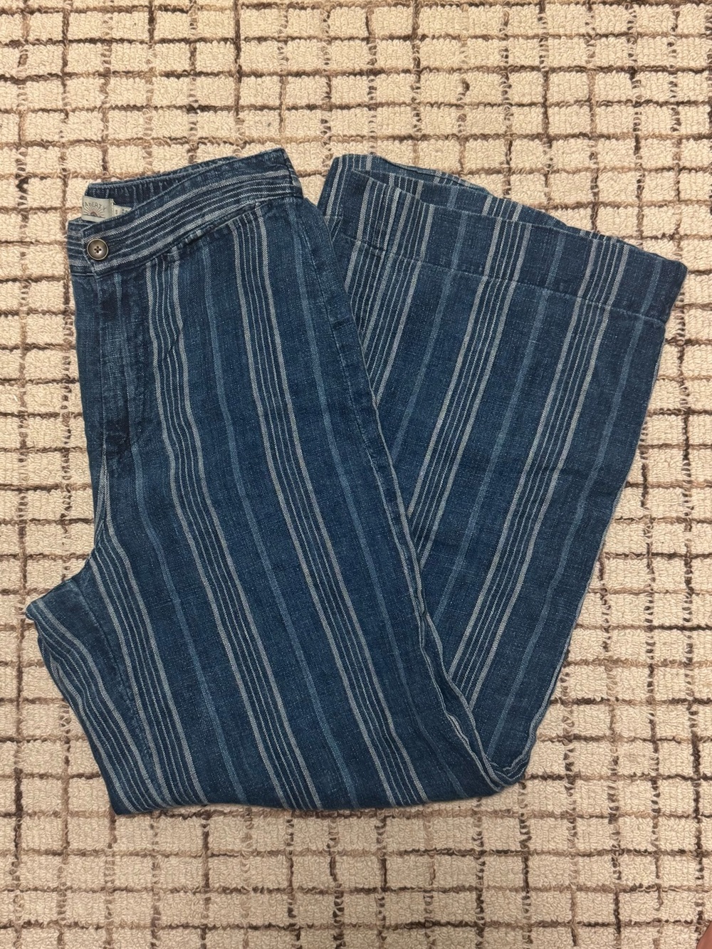 Faherty Striped Linen Wide Leg Pants